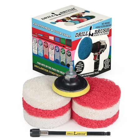 Drillbrush Drill Brush - Drill Attachment - Bathroom - Power Scrubber Pads P4-3WR-3V-5X-QC-DB